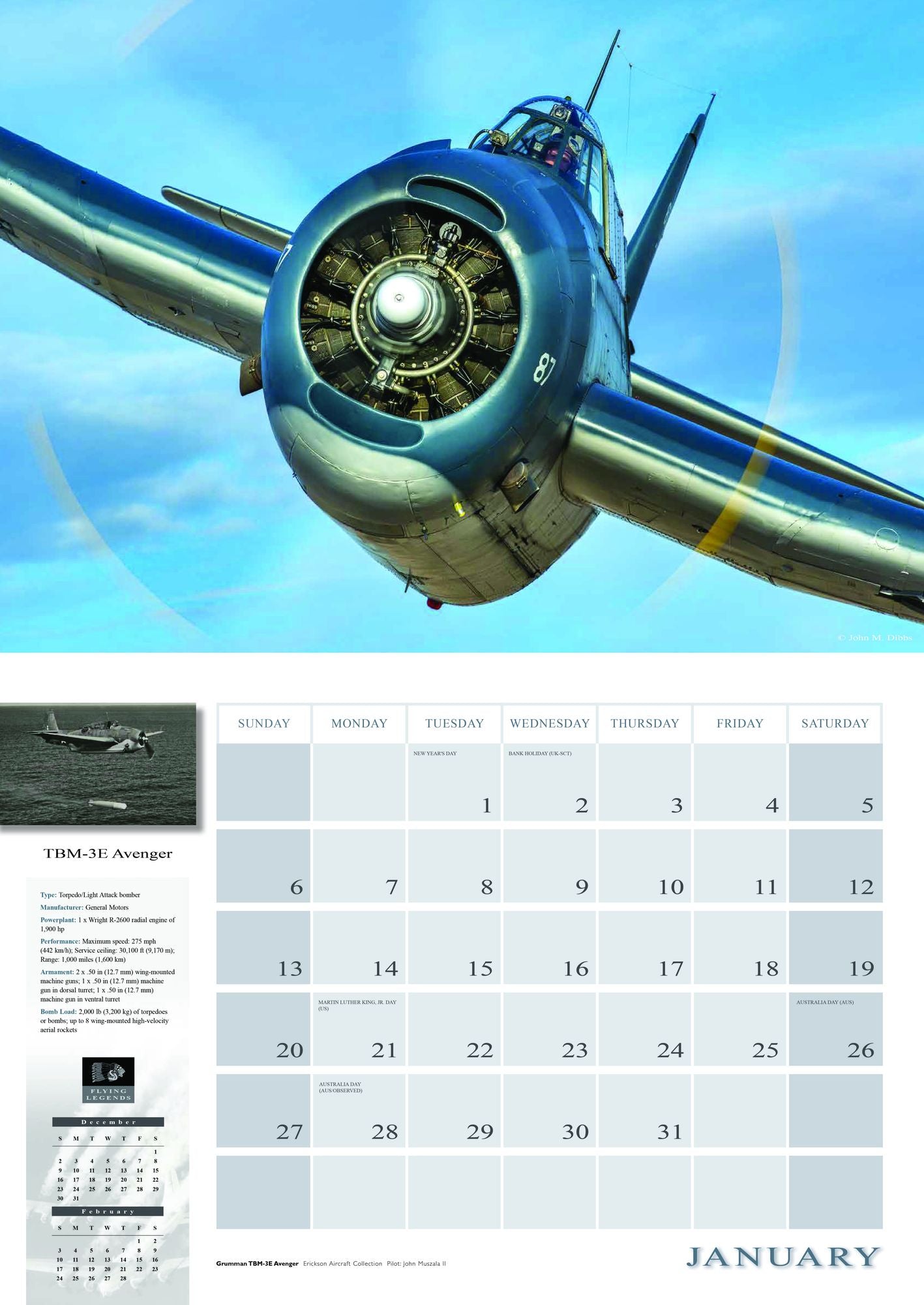 Flying Legends 2019: 16-Month Calendar - September 2018 Through December 2019