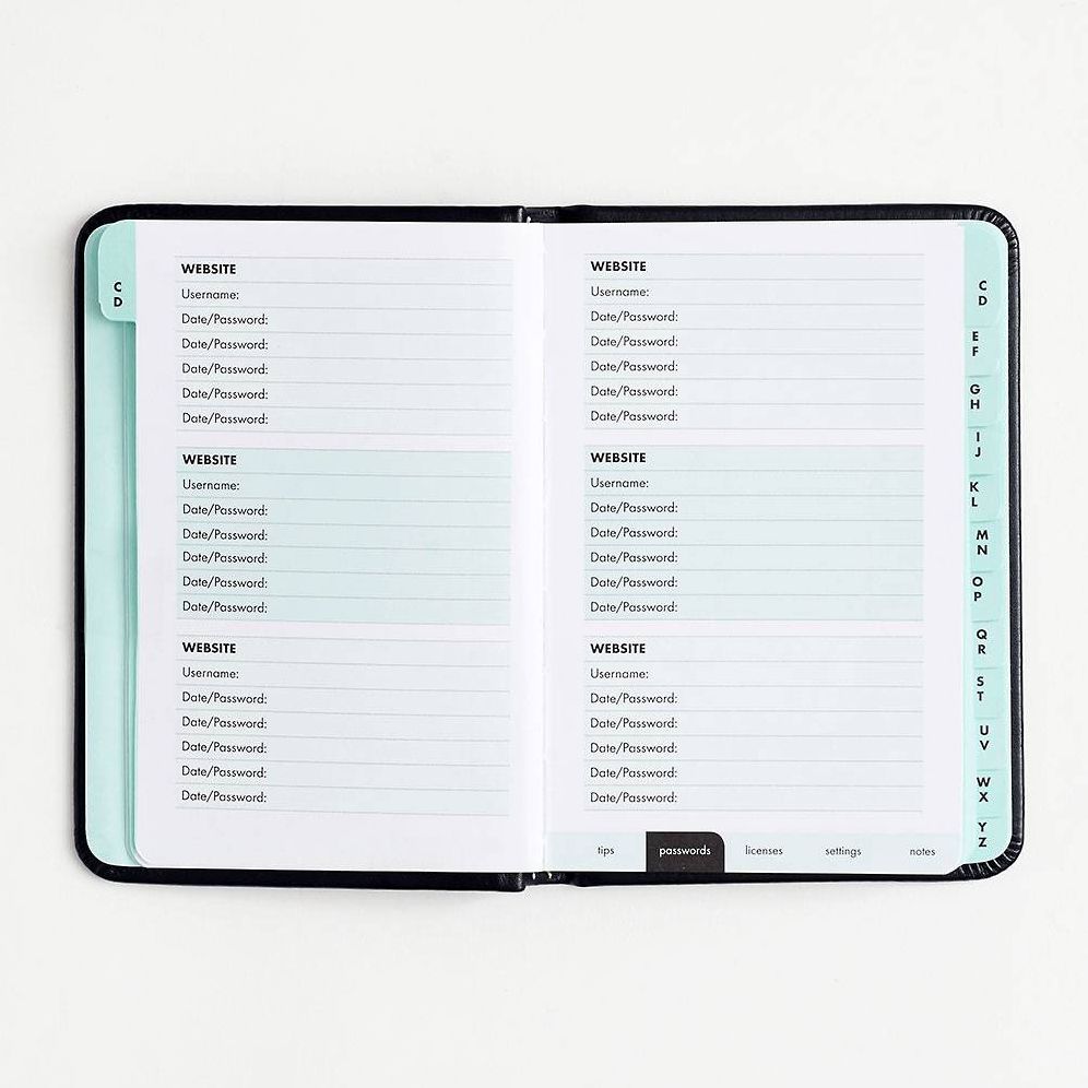 Internet Password Logbook (Black Leatherette): Keep track of usernames, passwords, web addresses in one easy and organized location