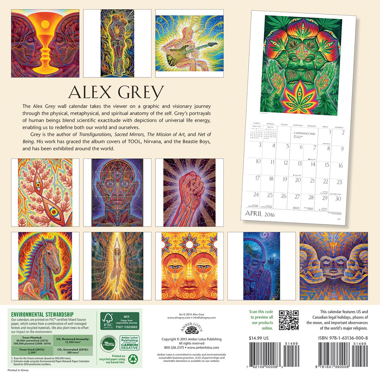 2016 Alex Grey Wall Calendar