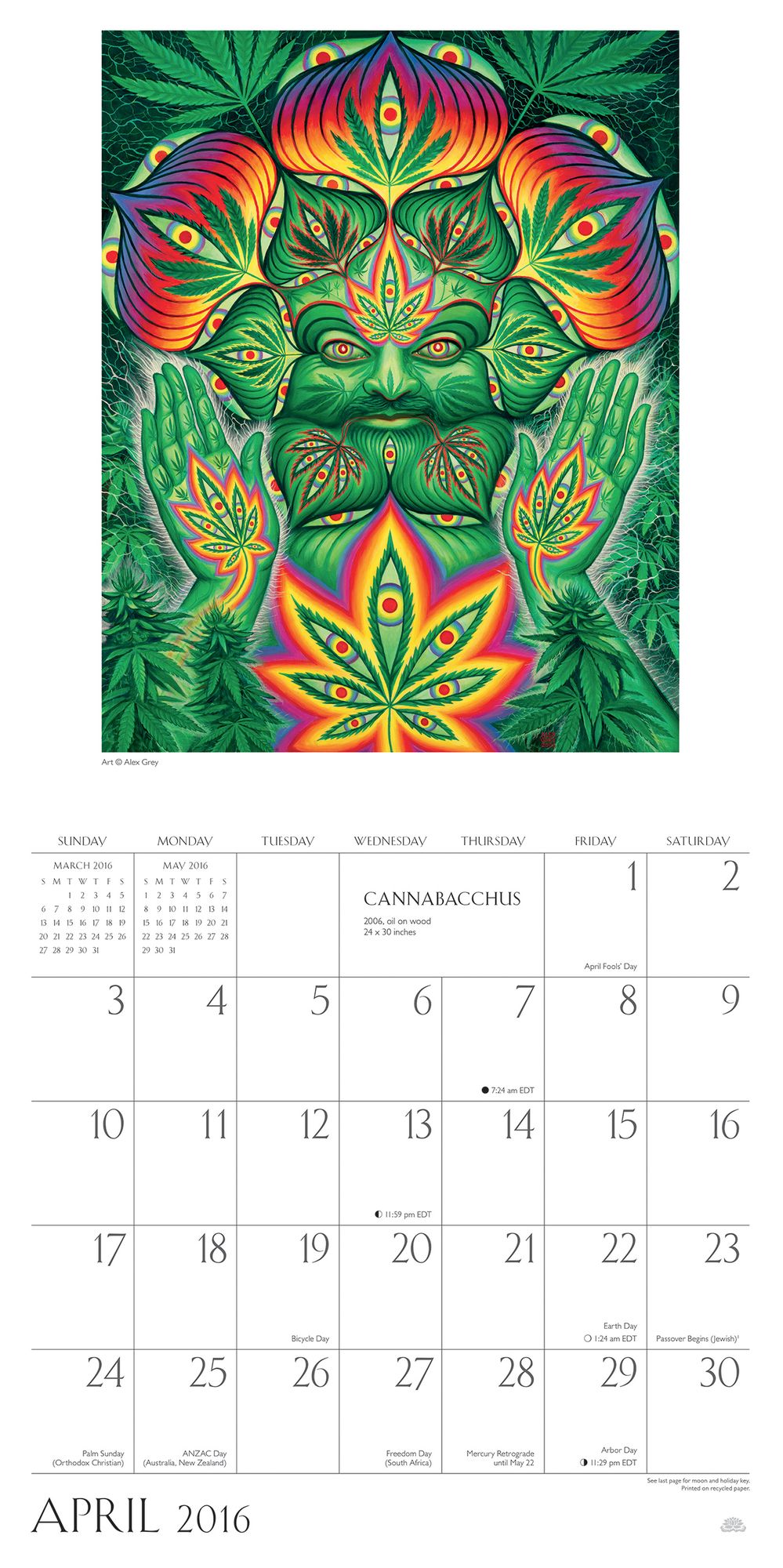 2016 Alex Grey Wall Calendar