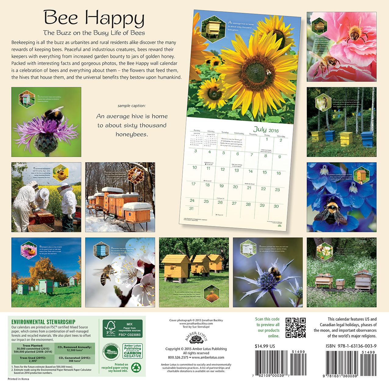 2016 Bee Happy Wall Calendar