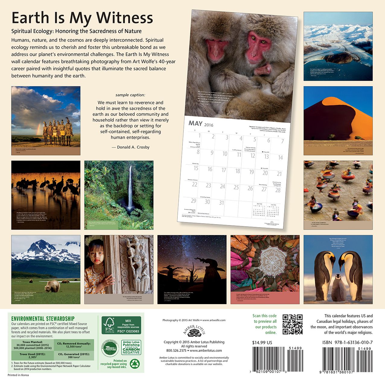 2016 Earth Is My Witness Wall Calendar