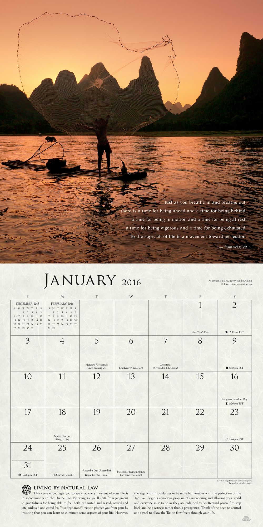 2016 Living the Wisdom of the Tao Wall Calendar