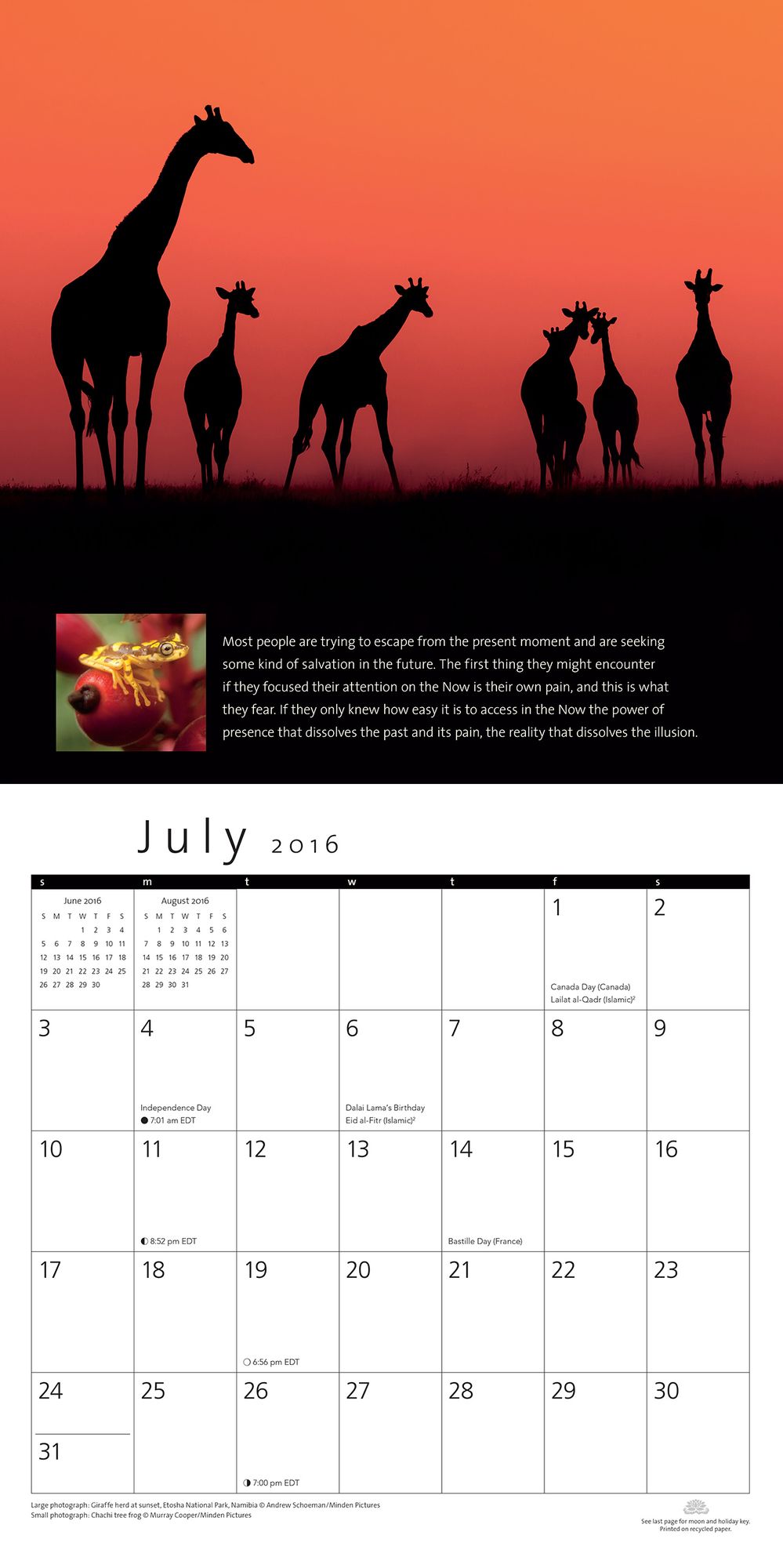 2016 Power of Now Wall Calendar