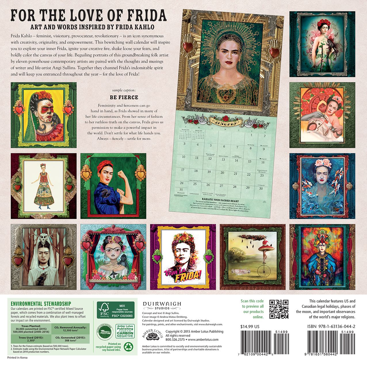 2016 For the Love of Frida Wall Calendar