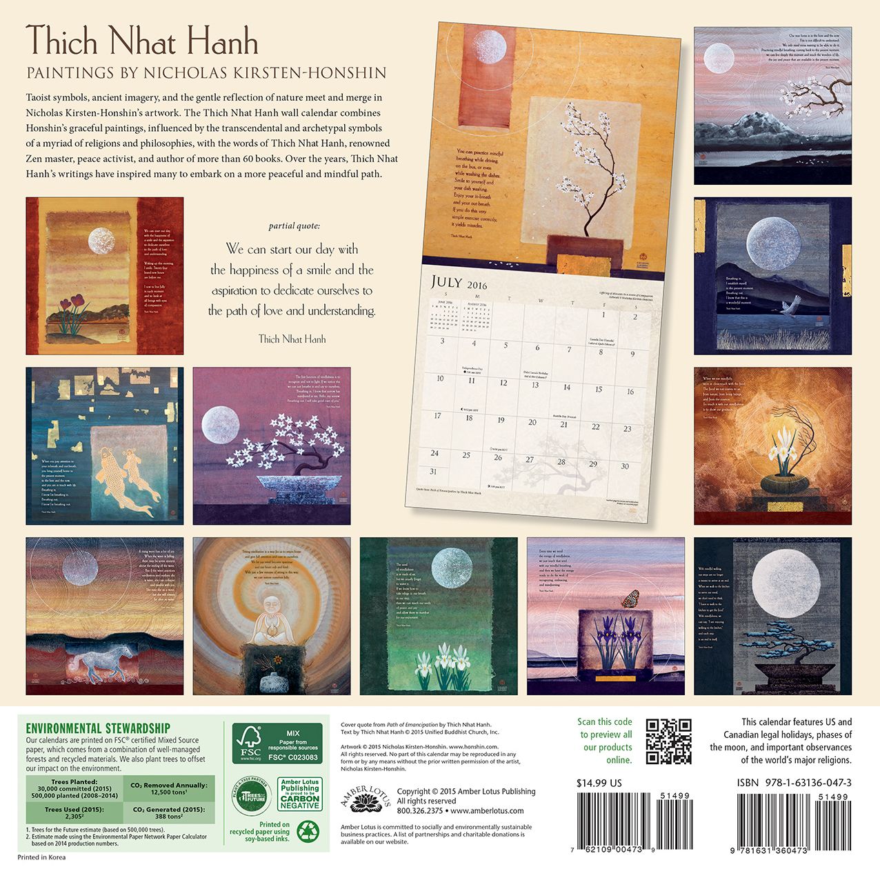 2016 Thich Nhat Hanh Wall Calendar