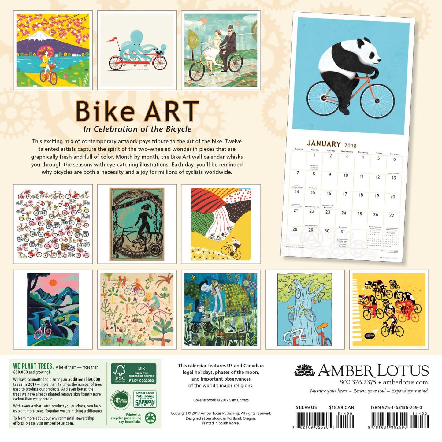 2018 Bike Art Wall Calendar