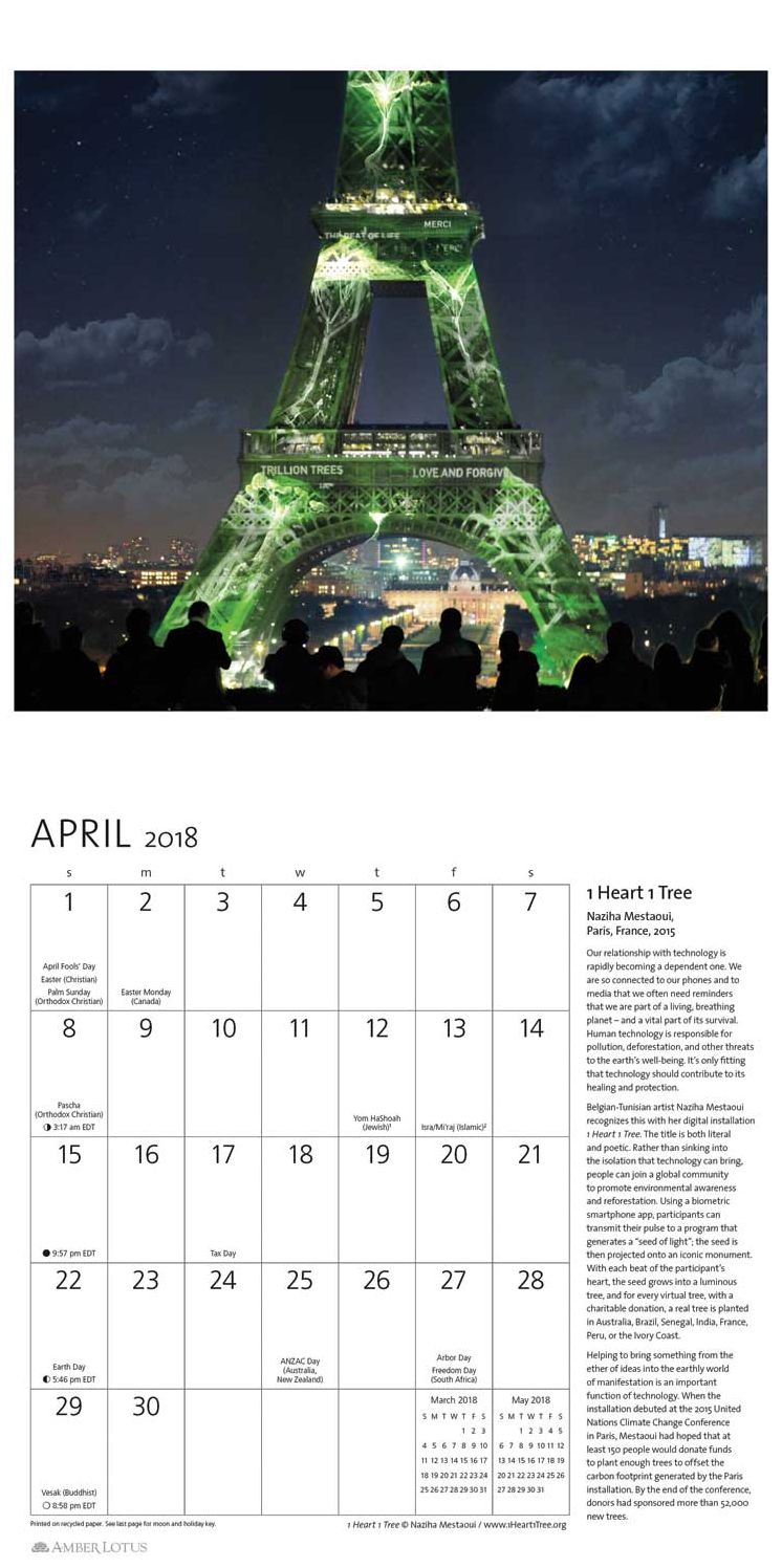 2018 Environmental Art Wall Calendar