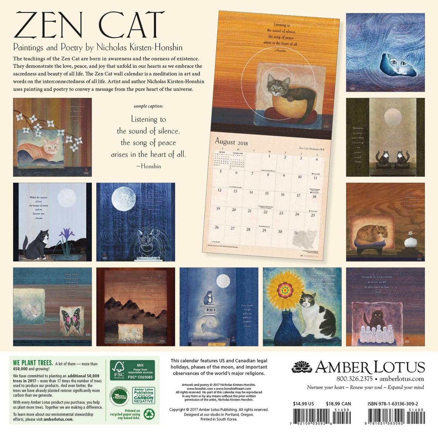 2018 Zen Cat Wall Calendar