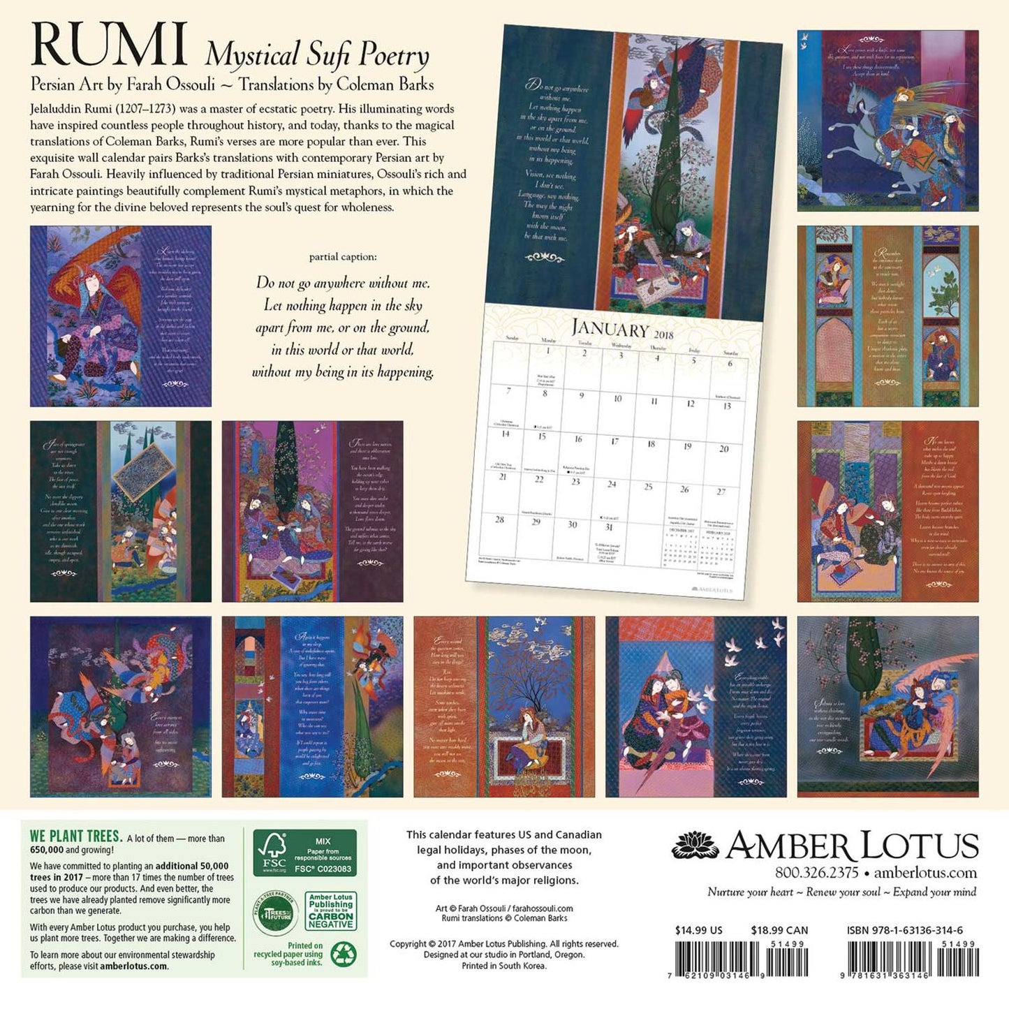 2018 Rumi Wall Calendar