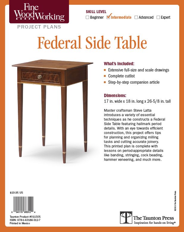 Fine Woodworking's Federal Side Table Plan