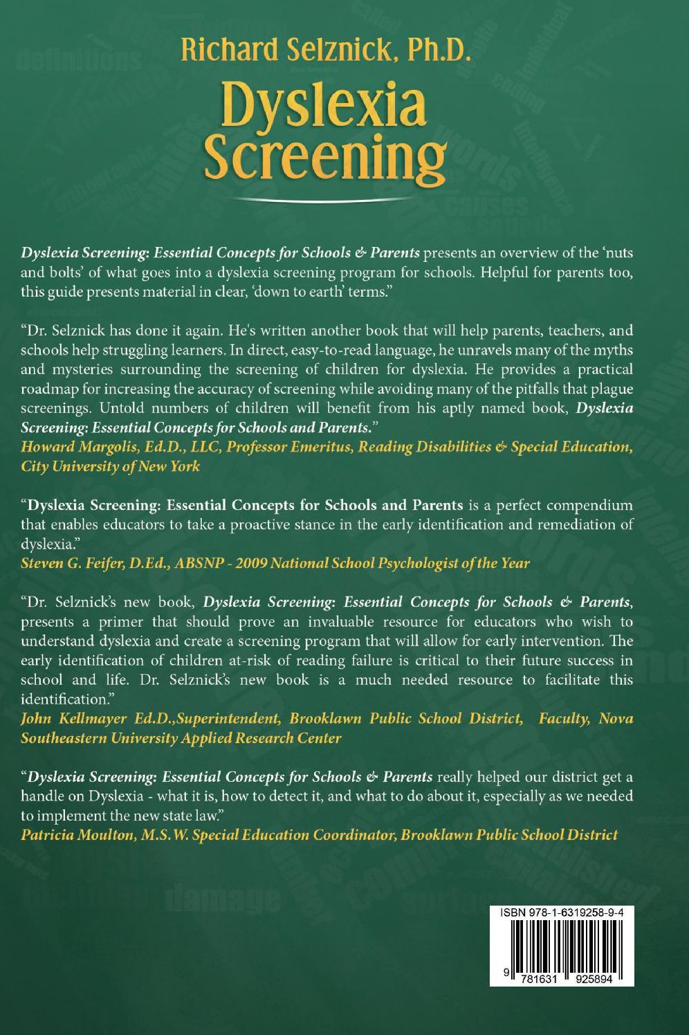 Dyslexia Screening: Essential Concepts for Schools & Parents: Richard Selznick, Ph.D.