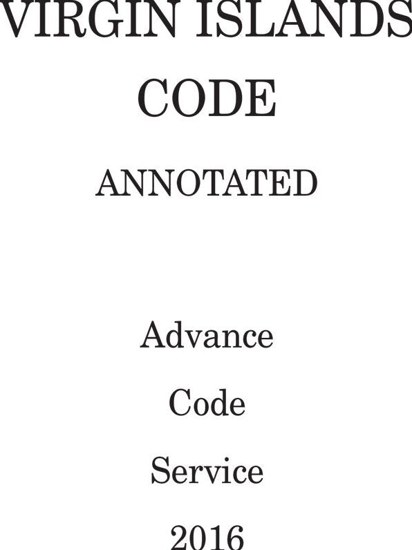 Virgin Islands Code Annotated 2015 Advance Code Service