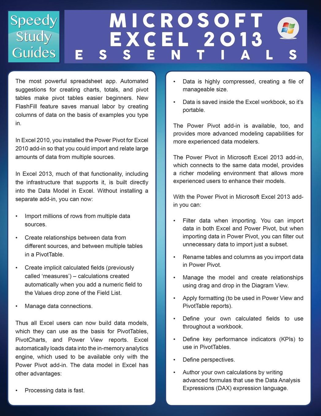 Microsoft Excel 2013 Essentials (Speedy Study Guide)