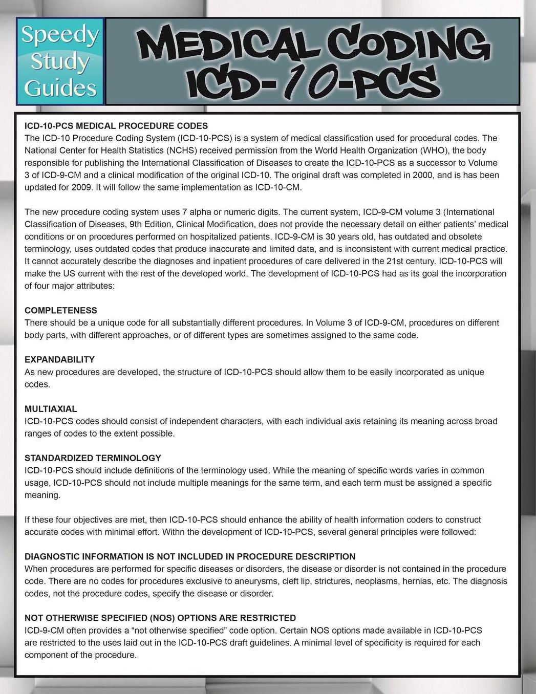 Medical Coding: ICD-10-PCs (Speedy Study Guides)