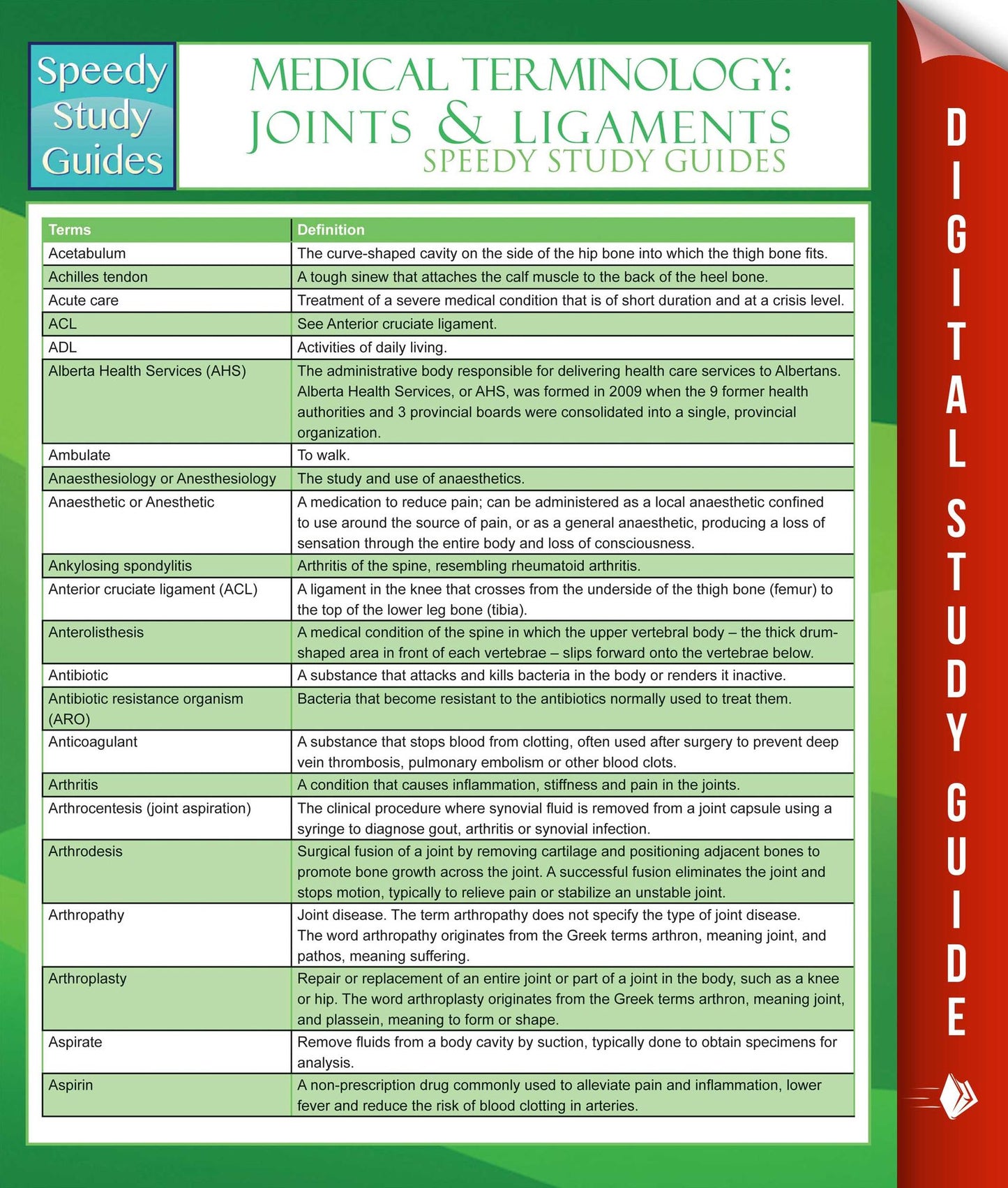 Medical Terminology: Joints & Ligaments Speedy Study Guides