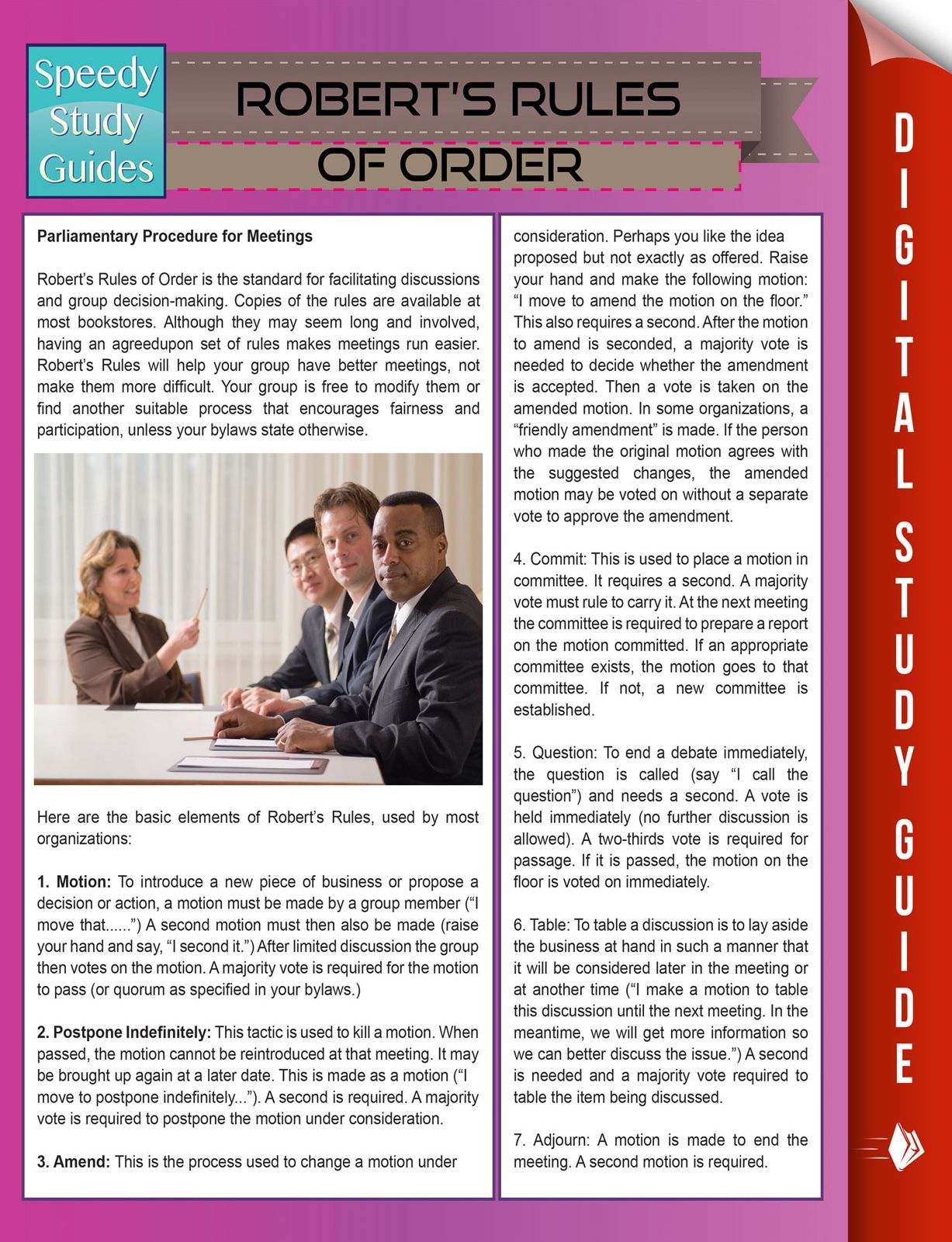 Robert's Rules Of Order (Speedy Study Guides)