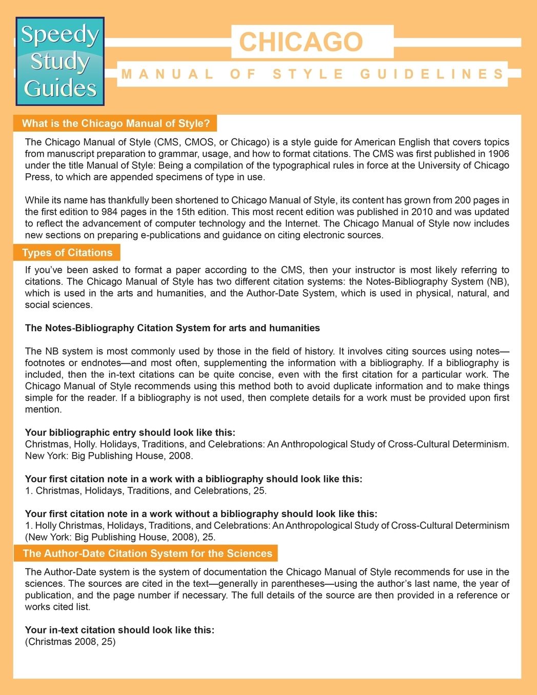 Chicago Manual of Style Guidelines (Speedy Study Guide)