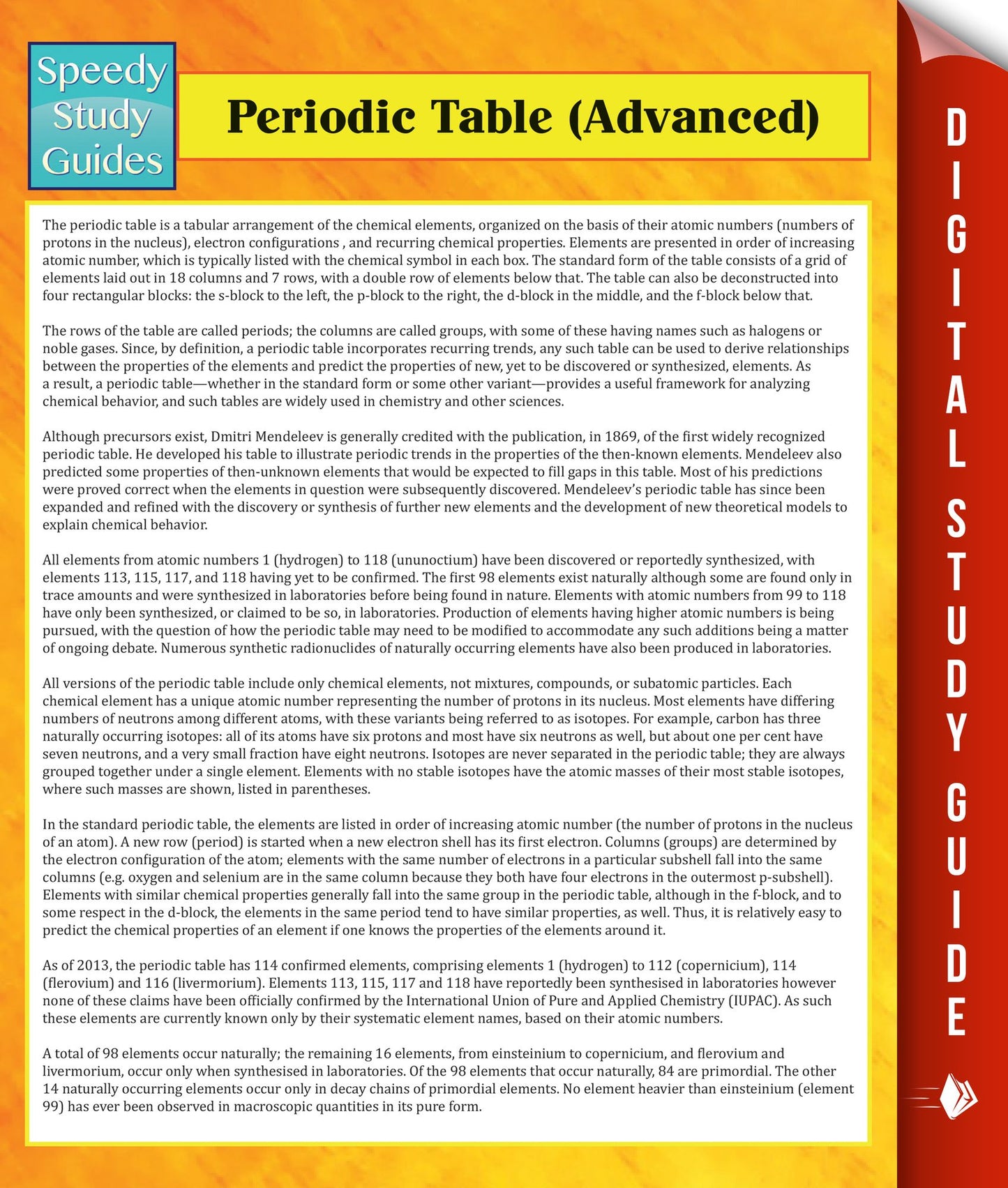 Periodic Table (Advanced): (Speedy Study Guides)