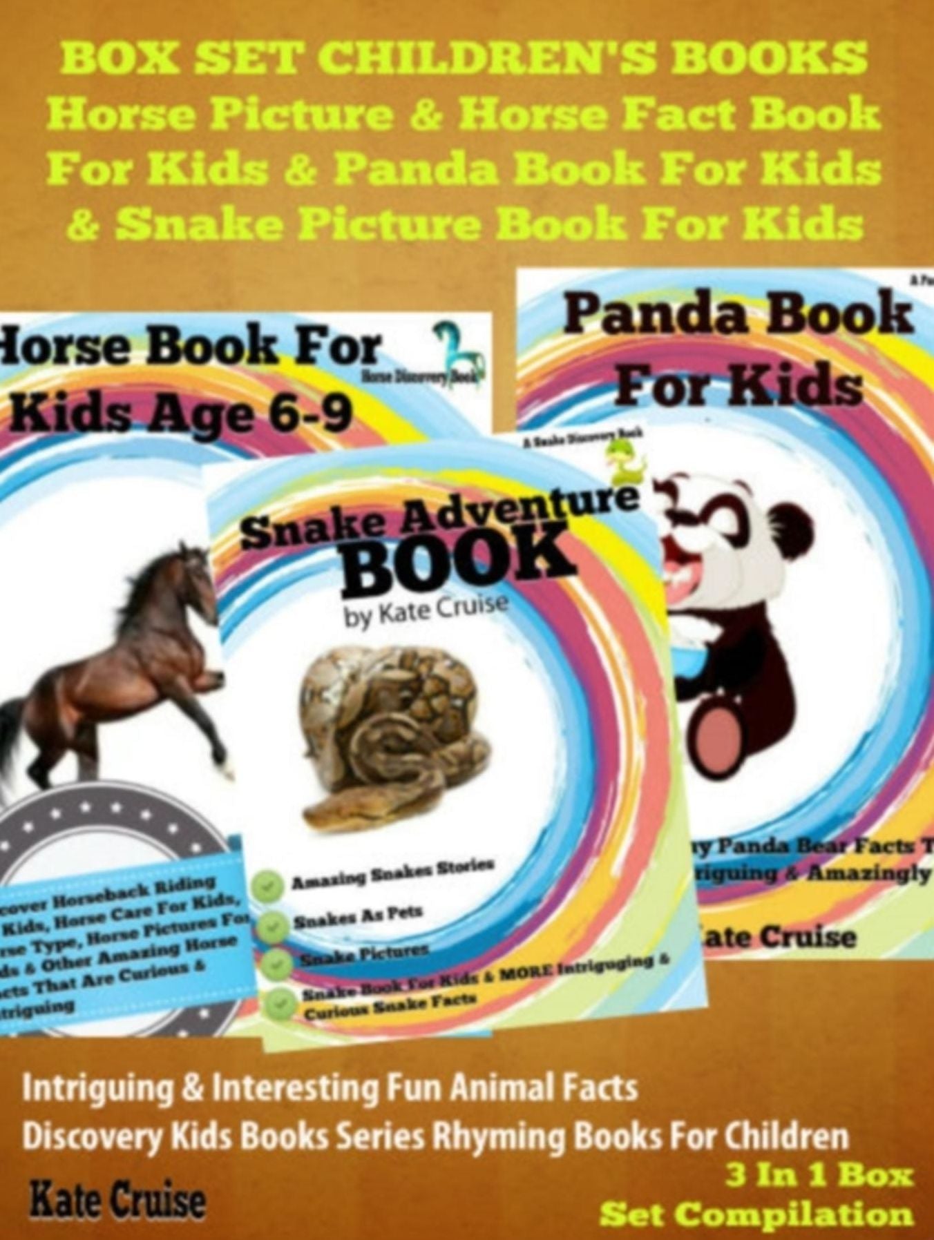 Box Set Children's Books: Horse Picture & Horse Fact Book For Kids & Panda Book For Kids & Snake Picture Book For Kids: 3 In 1 Box Set: Discovery Kids Books & Rhyming Books For Children