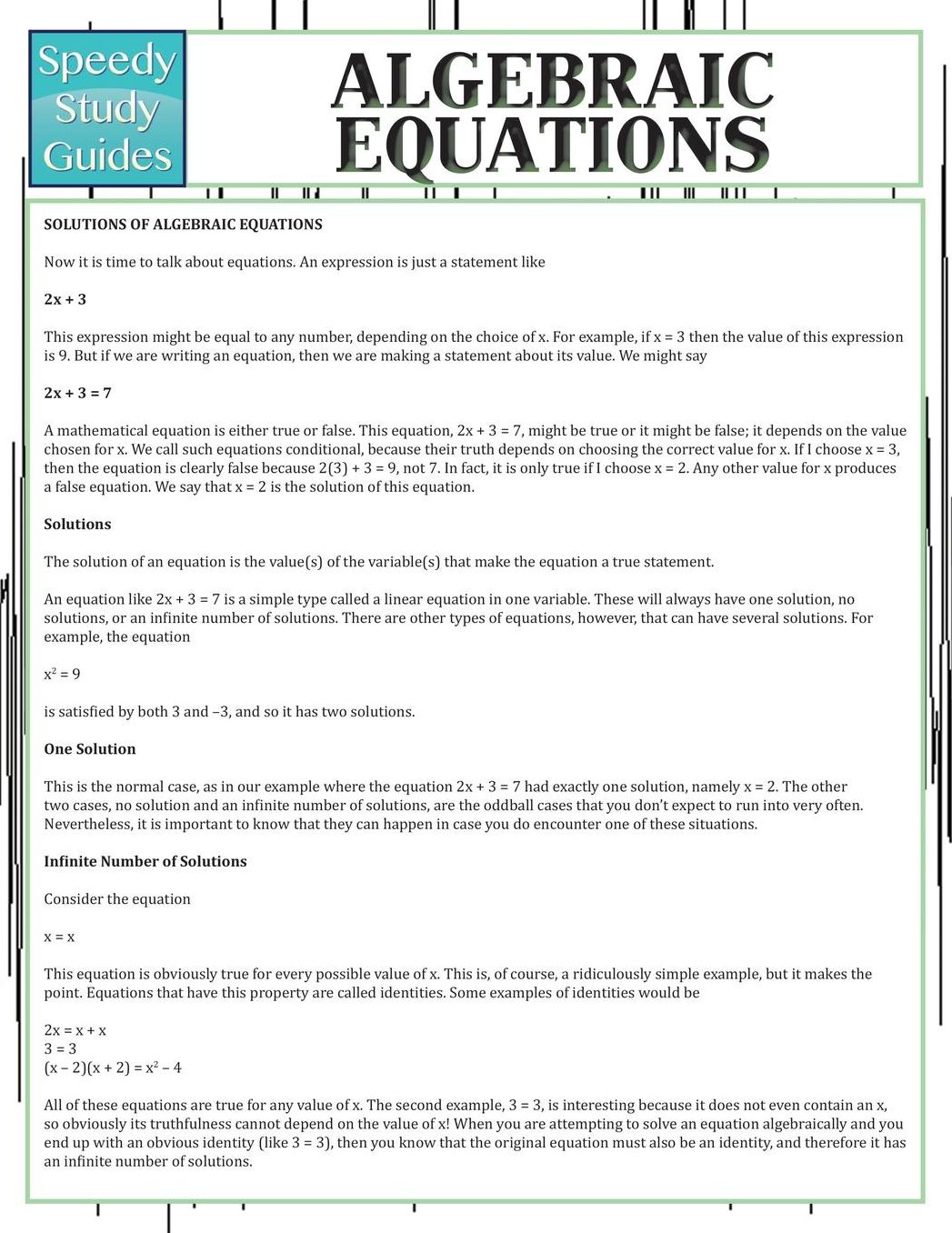 Algebraic Equations