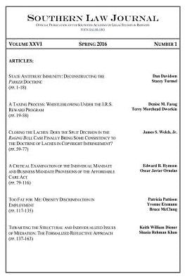 Southern Law Journal, Vol. XXVI, No. 1, Spring 2016
