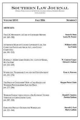 Southern Law Journal, Vol. XXVI, No. 2, Fall 2016