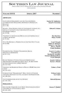 Southern Law Journal, Vol. XXVII, No. 1, Spring 2017
