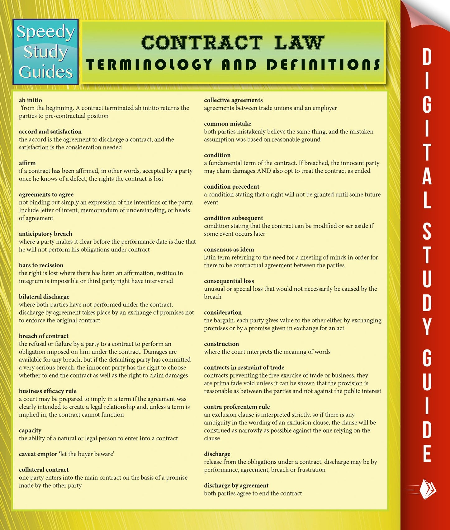 Contract Law Terminology and Definitions (Speedy Study Guide)