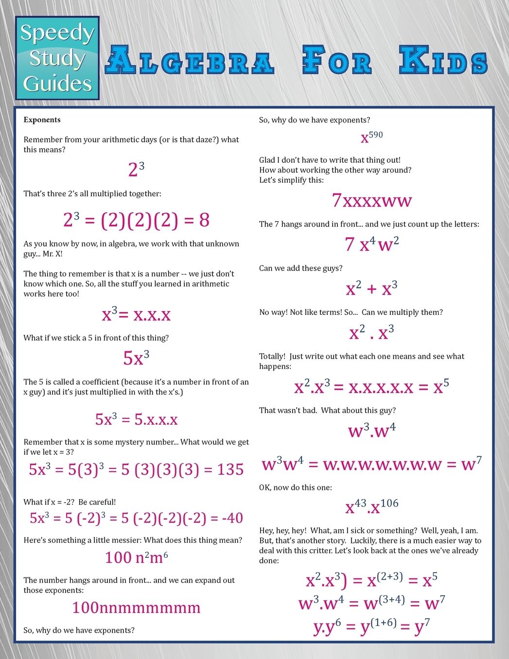 Algebra for Kids (Speedy Study Guide)