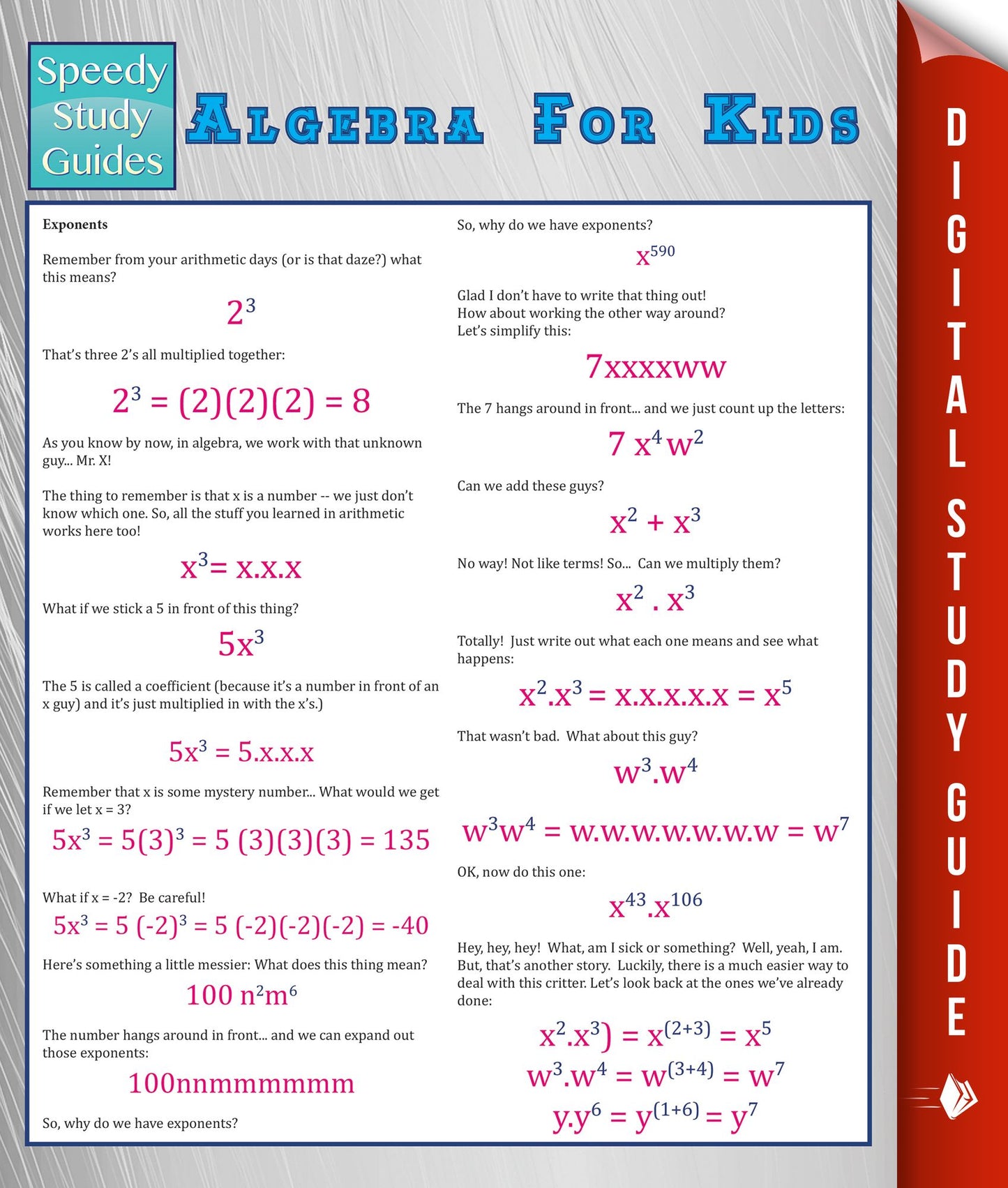 Algebra For Kids (Speedy Study Guide)