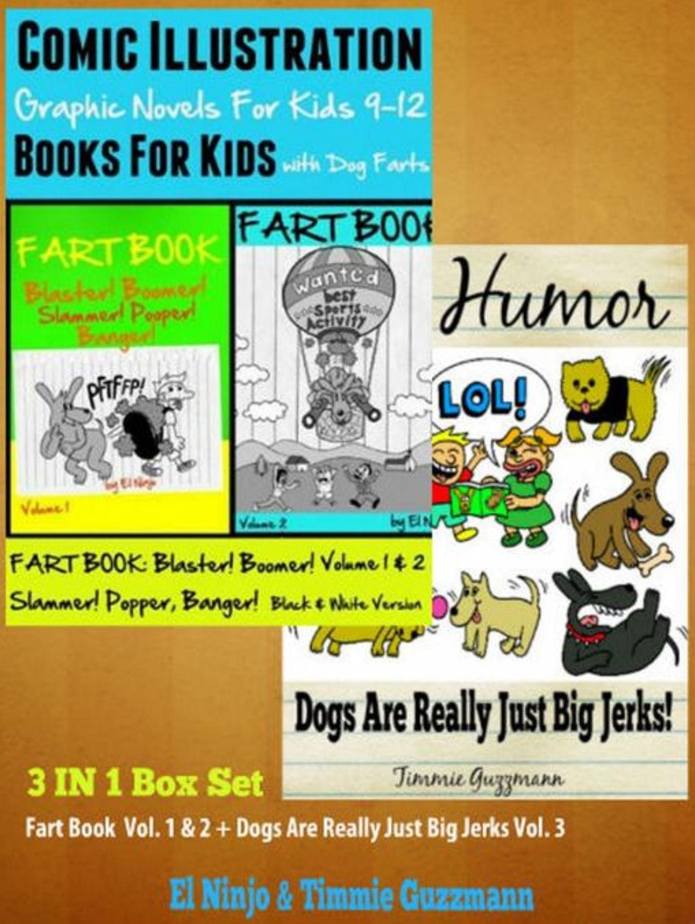 Superpower Children Comic Books For Kids - Comic Illustrations - Books For Boys Age 6: 3 In 1 Box Set: Fart Book: Blaster! Boomer! Slammer! Popper, Banger! Vol. 1 + Fart Sounds Vol.2 + Dog Jerks Vol. 3