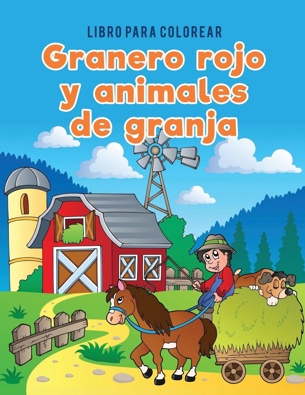 Libro para colorear granero rojo y animales de granja