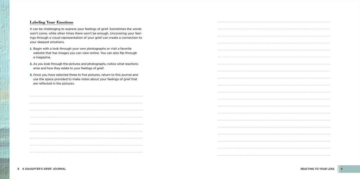 A Daughter's Grief Journal: Daily Prompts and Exercises for Navigating the Loss of Your Mother