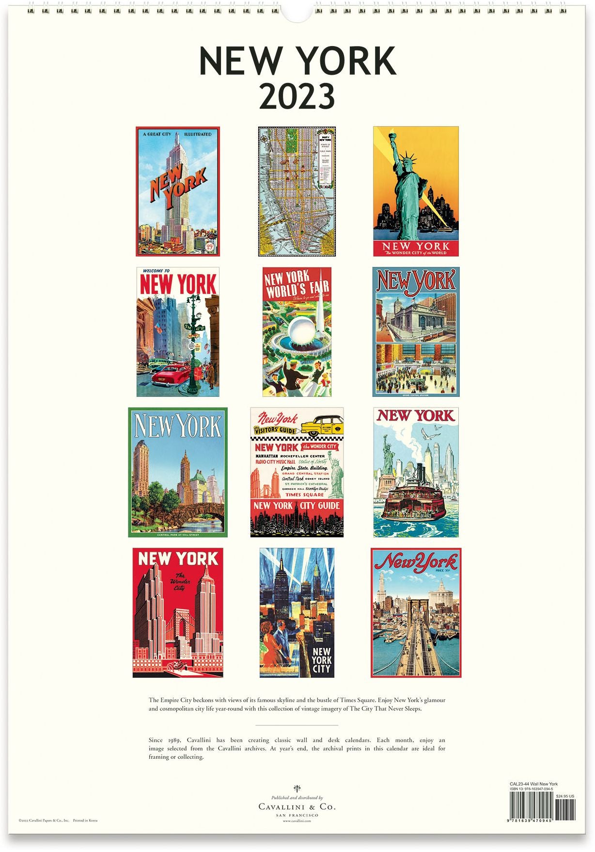 2023 Cavallini & Co. New York Wall Calendar