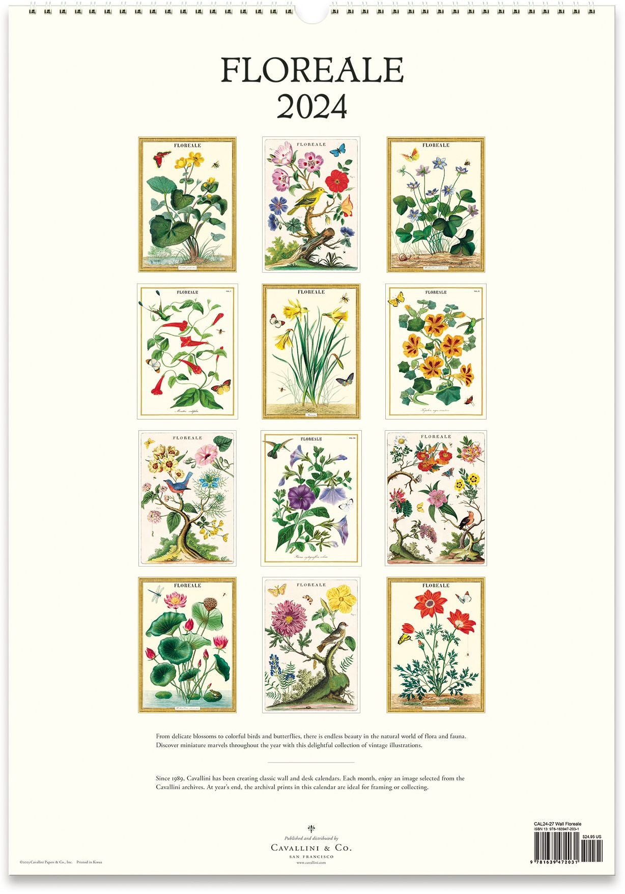 2024 Cavallini & Co. Floreale Wall Calendar