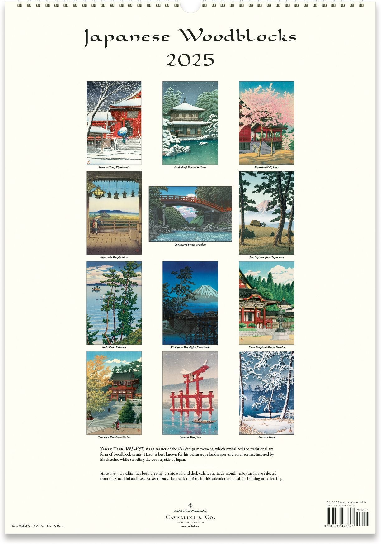 2025 Japanese Woodblock Wall Calendar