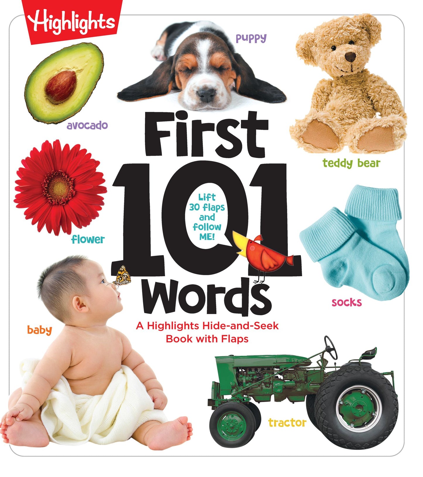 First 101 Words: Hidden Pictures Lift-the-Flap Board Book, Learn Animals, Food, Shapes, Colors and Numbers, Interactive First Words Book for Babies and Toddlers