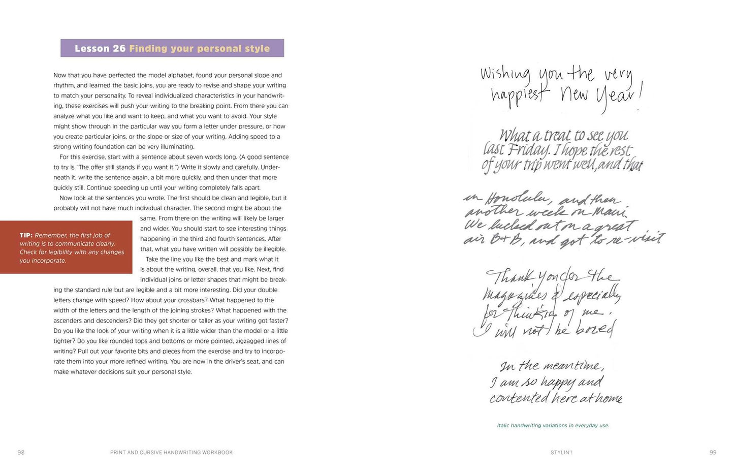Print and Cursive Handwriting Workbook: 35 Lessons to Improve Your Penmanship