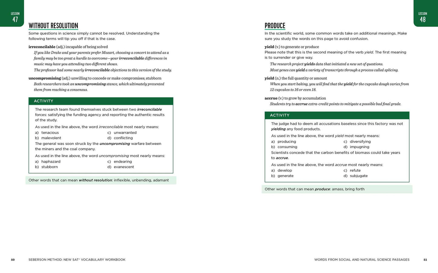 Seberson Method: New SAT(R) Vocabulary Workbook: Over 700 High-Frequency Words to Master