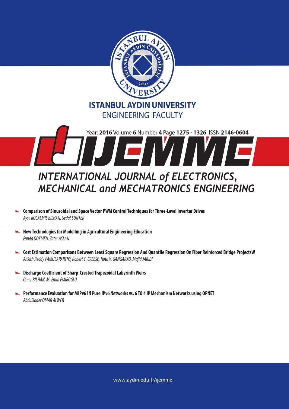 IJEMME: International Journal of Electronics, Mechanical and Mechatronics Engineering