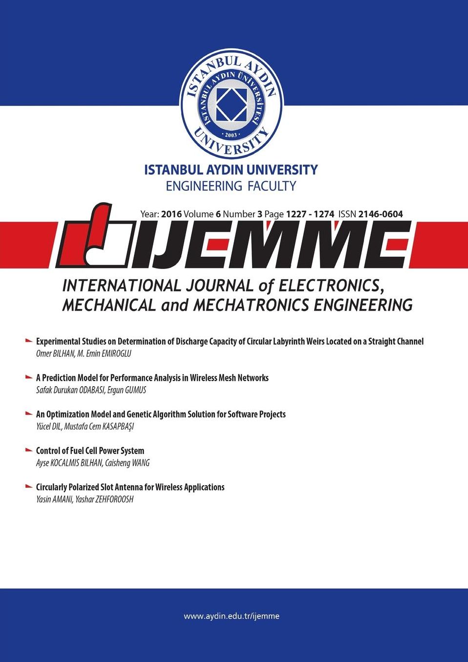 IJEMME: International Journal of Electronics, Mechanical and Mechatronics Engineering