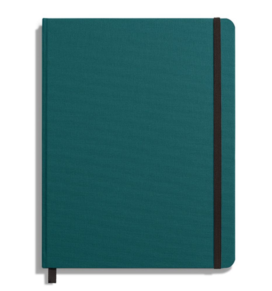 Shinola Large Hard Linen Journal - Dark Teal, Lined