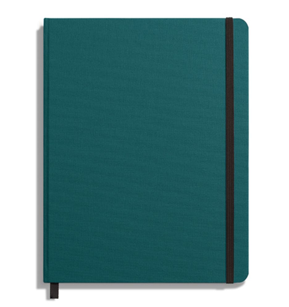 Shinola Medium Hard Linen Journal - Dark Teal, Grid