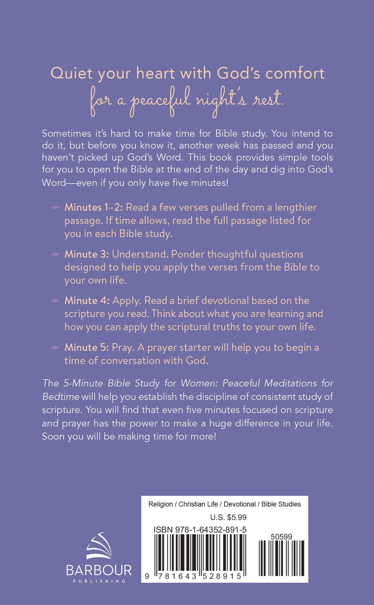 The 5-Minute Bible Study for Women: Peaceful Meditations for Bedtime