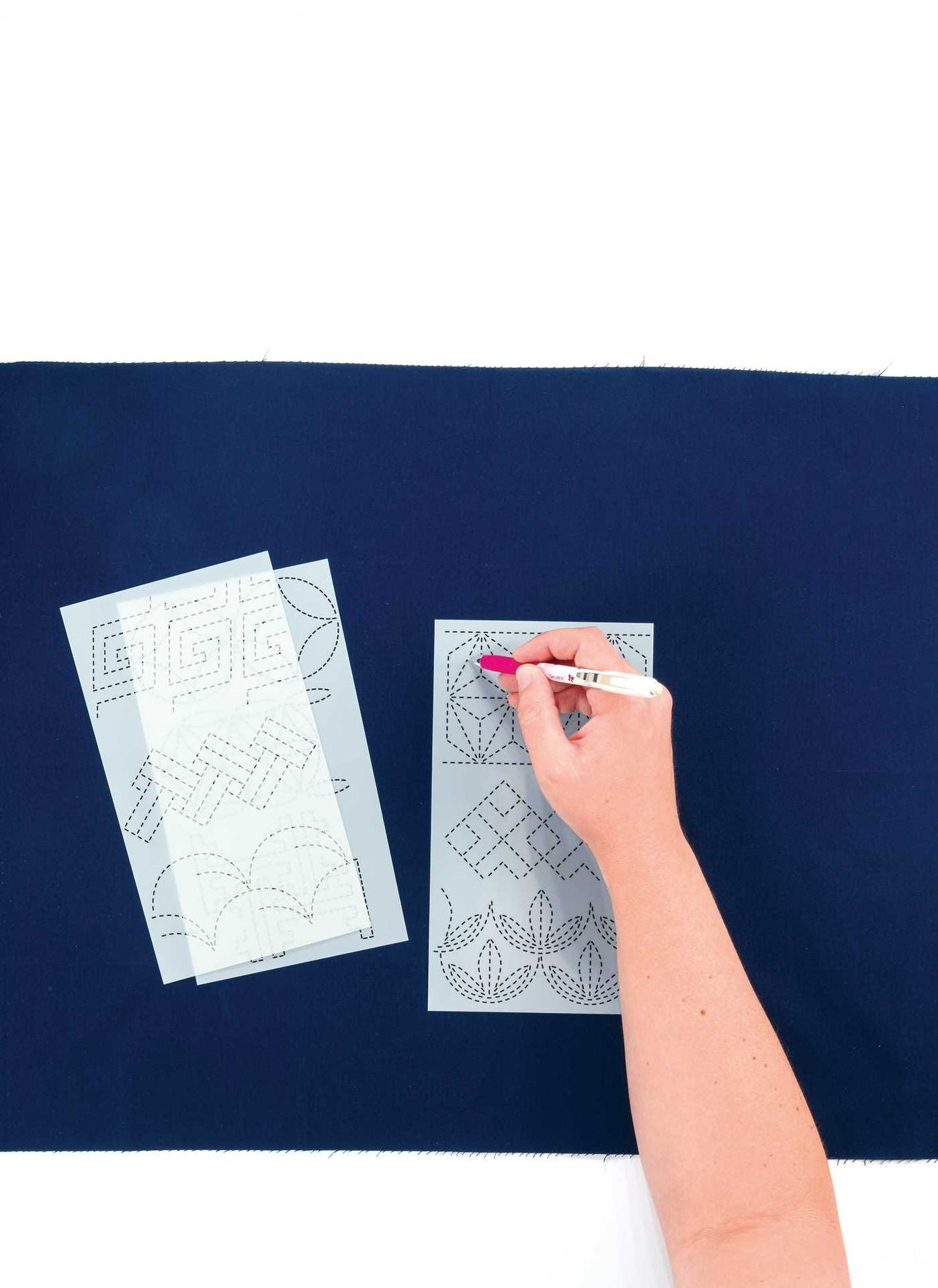 Sashiko Stencils, Traditional Collection: 9 Embroidery Designs 3" x 5", Accurate Stitches & Spacing Every Time