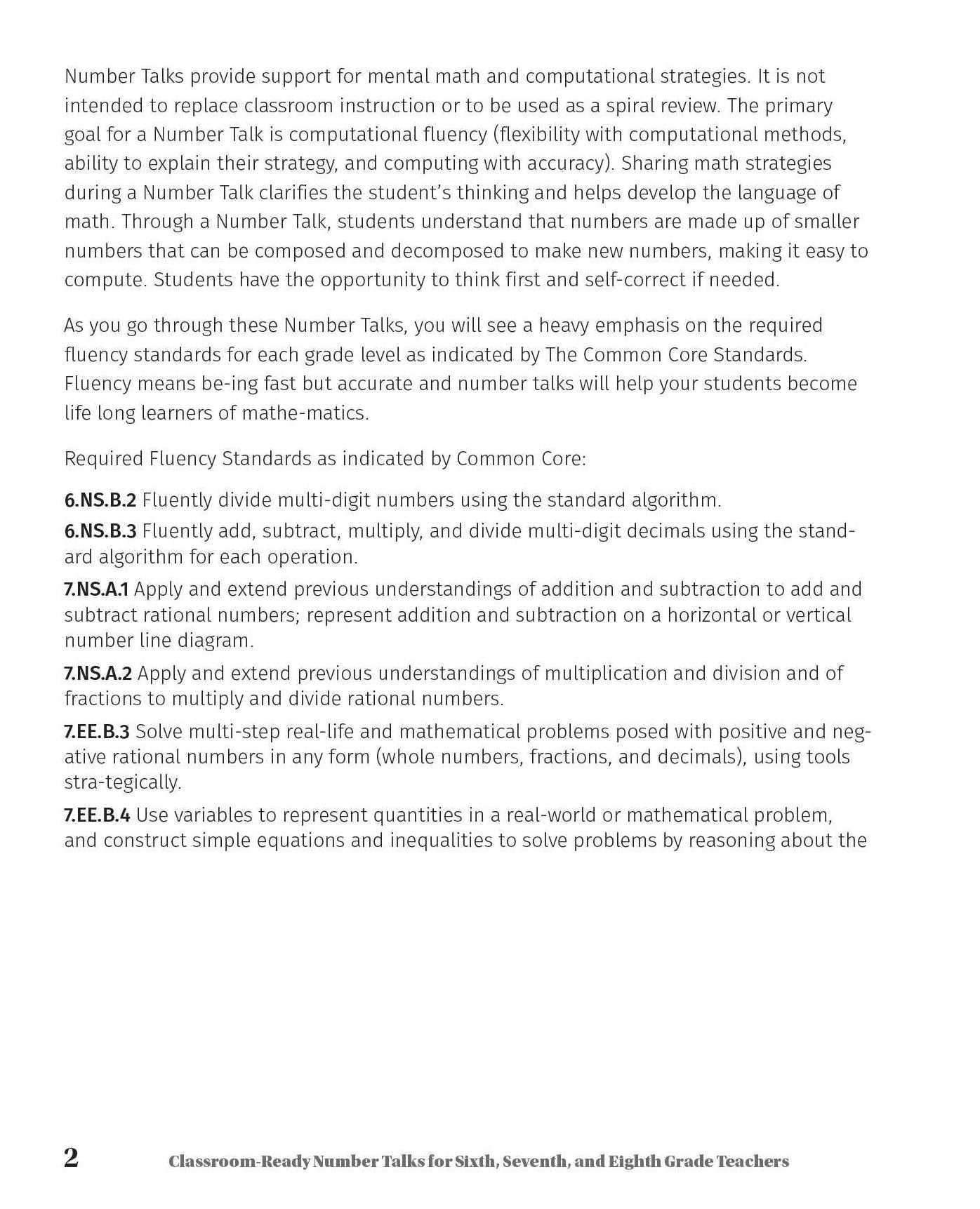 Classroom-Ready Number Talks for Sixth, Seventh, and Eighth Grade Teachers: 1,000 Interactive Math Activities that Promote Conceptual Understanding and Computational Fluency