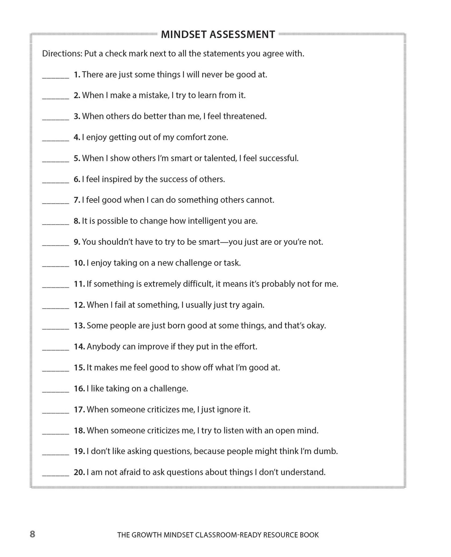 The Growth Mindset Classroom-Ready Resource Book: A Teacher's Toolkit for Encouraging Grit and Resilience in All Students