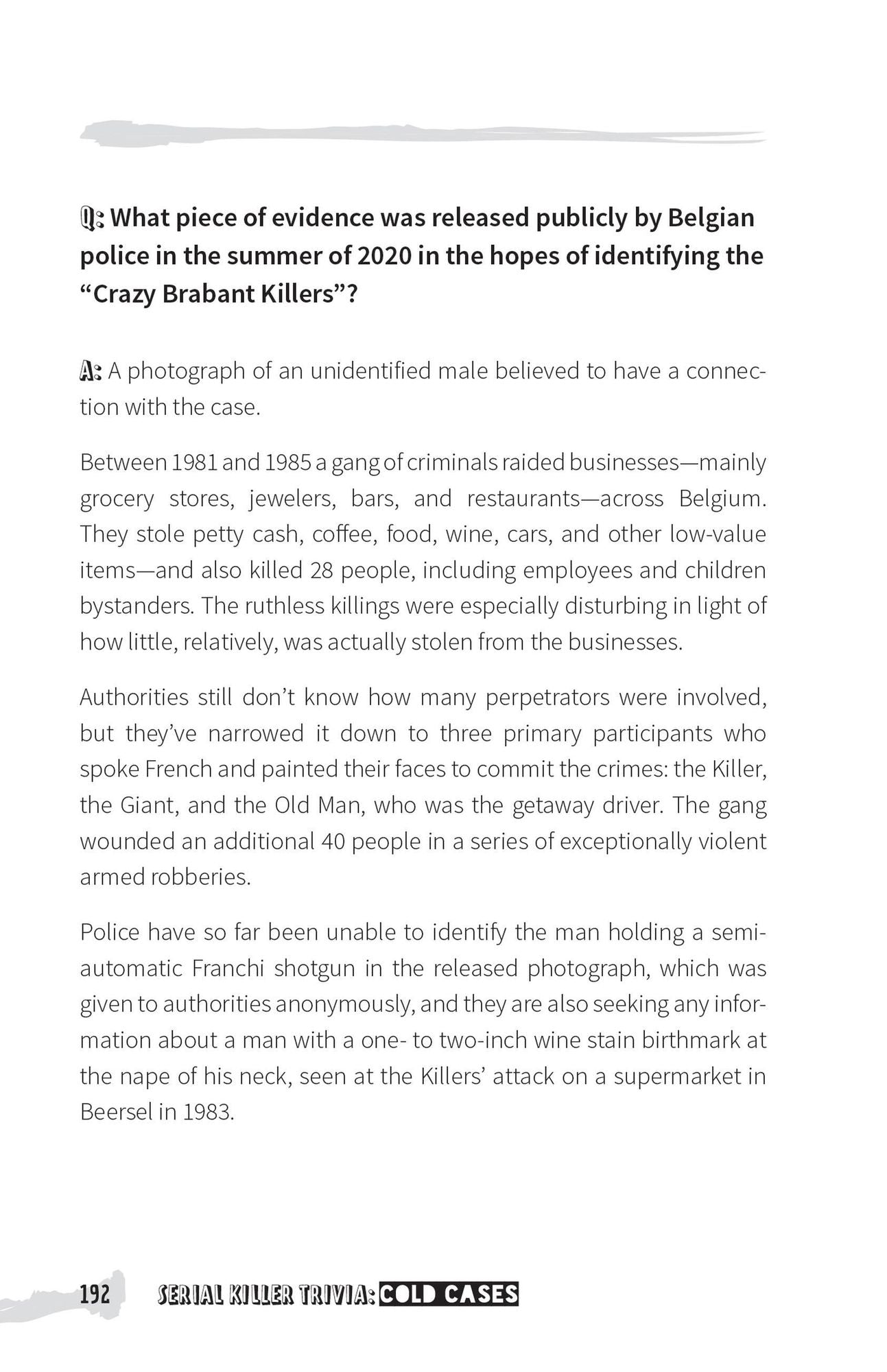 Serial Killer Trivia: Cold Cases: Fascinating Facts and Chilling Details from the Creepiest Unsolved Murders Ever