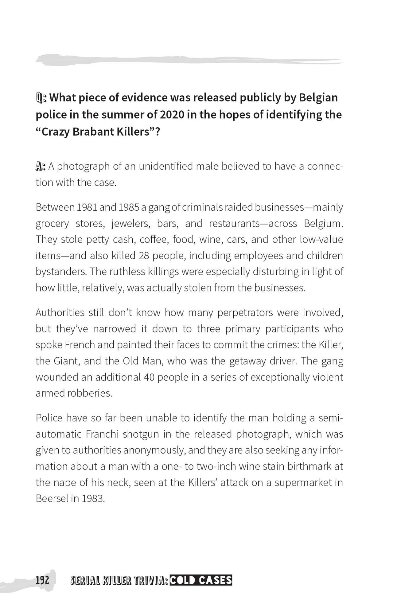 Serial Killer Trivia: Cold Cases: Fascinating Facts and Chilling Details from the Creepiest Unsolved Murders Ever